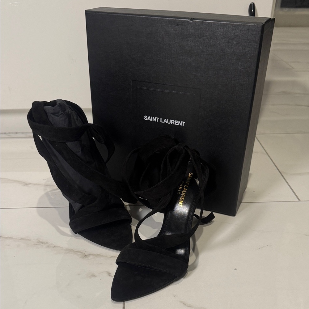 Saint Laurent Black Strappy Heels